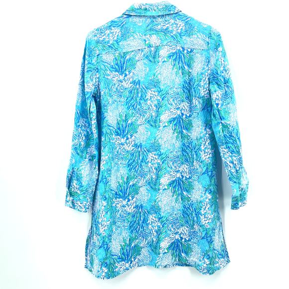 Lilly Pulitzer Seaview Swimsuit/Beach Cover, NWOT, 100% Linen, Sz. XS Resort - Picture 2 of 8